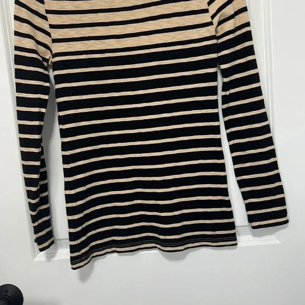 J.Crew Painters Tee Tan and Black Stripped Long Sleeve T Shirt size XS
